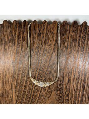 Christina Collection Gold-Tone Necklace With Rhinestone Accents & Chain Link Des